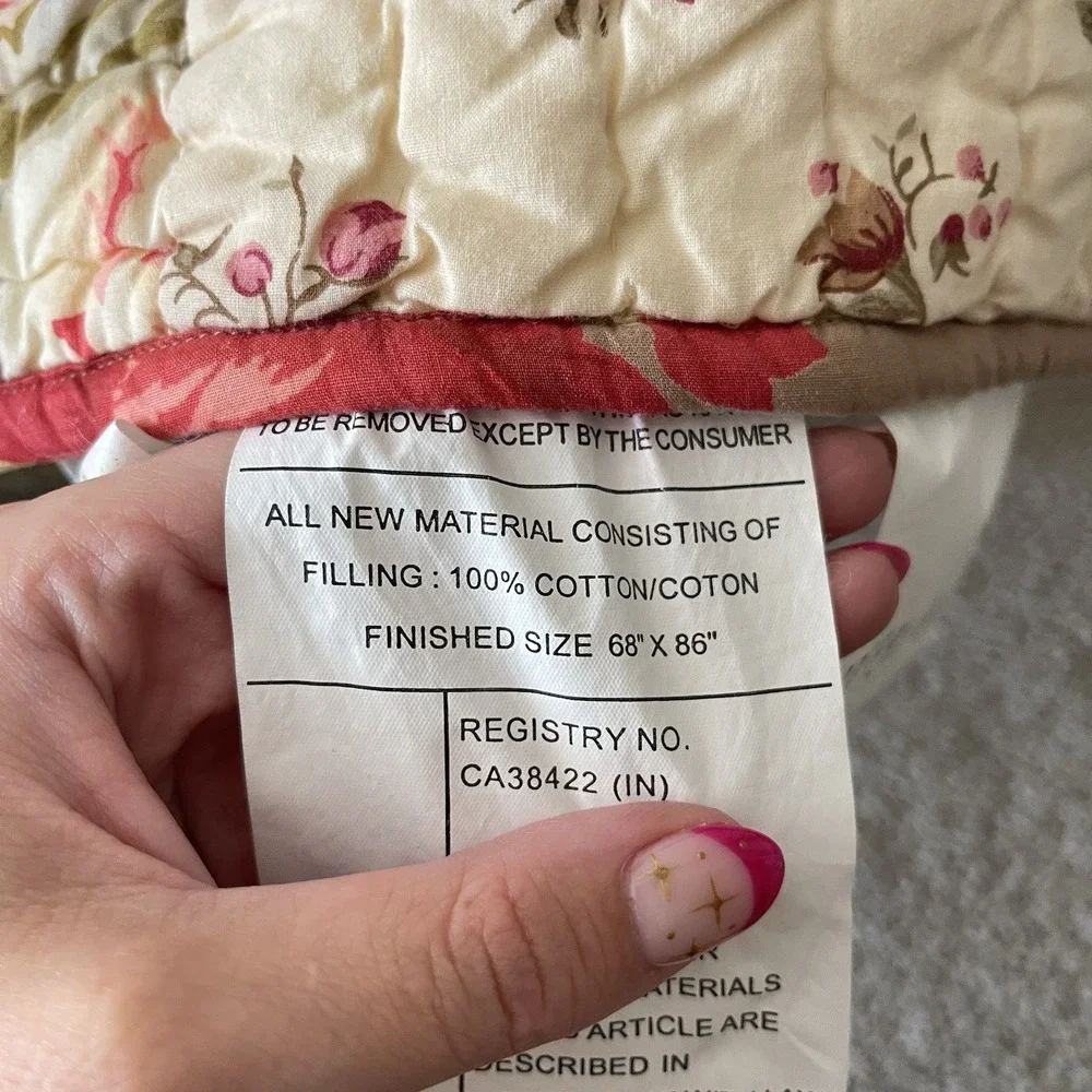 Pottery Barn Providence Patchwork Quilted Floral Blanket Full 68x86